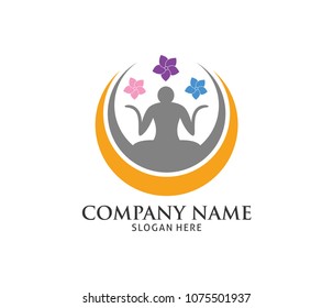 yoga sport icon vector logo design template