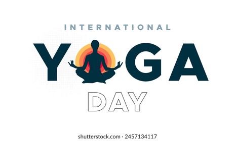 Yoga sport silhouette illustration design, international yoga day celebration concept. physical fitness. silhouette of person meditating, fitness day