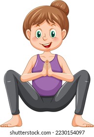 Yoga squat pose cartoon character illustration