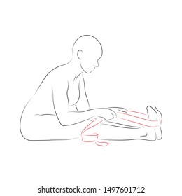 Yoga strap, exercise, line art