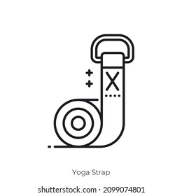 Icono de la correa de yoga. Diseño de icono de estilo de esquema aislado en fondo blanco