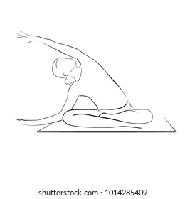 Yoga stretching pose outline isolated vector illustration