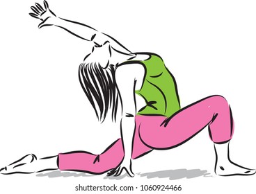 YOGA STRETCHING WOMAN FITNESS VECTOR ILLUSTRATION