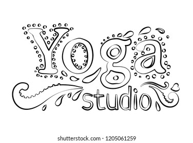 Yoga studio design template. Hand drawn vintage style design element. Alchemy, spirituality, occultism, textiles art. Vector illustration for t-shirt print.