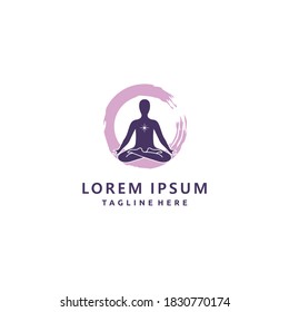 Yoga studio flat circle abstract logo design isolated illustration	