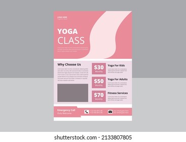 Yoga Studio flyer template. Fitness Training flyer design template, Yoga online class Flyer Template, cover, poster, leaflet design.