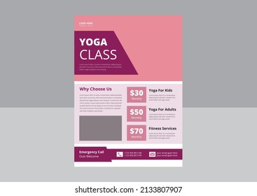 Yoga Studio flyer template. Fitness Training flyer design template, Yoga online class Flyer Template, cover, poster, leaflet design.