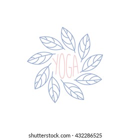 Yoga Studio Hand Drawn Logo. Decorative Framed Text For Yoga Studio Ad. Calligraphic Vector Design Sign For Yoga Promotion.
