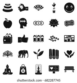 Yoga studio icons set. Simple set of 25 yoga studio vector icons for web isolated on white background