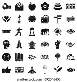 Yoga studio icons set. Simple style of 36 yoga studio vector icons for web isolated on white background