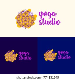 Yoga studio logo icons and design elements. Vector.
