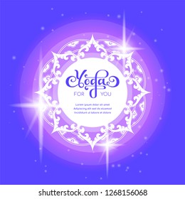 Yoga studio logo with mandala design. Banner design for yoga classes. Yoga,spa, oriental practice theme