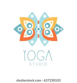 Yoga studio logo symbol. Health and beauty care badge, spa, yoga center label
