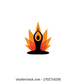 Plantilla del logotipo del estudio de yoga. Logotipo de la empresa Chakra. La meditación representa el diseño de la silueta. Etiqueta del vector. Ilustración de Creative wellness
