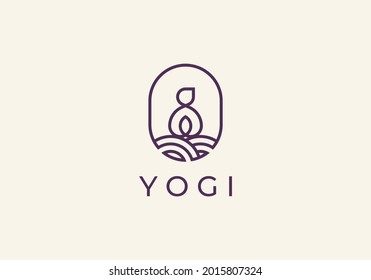 Yoga Studio Logo. Wellness-Wellness-Spa-Symbol. Meditationssymbol. Zen Harmony Balance Schild. Vektorgrafik.
