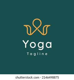 Yoga studio logo. Wellness health spa line icon. Meditation symbol. Zen harmony balance sign. Vector illustration.
