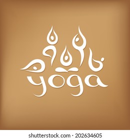 Estudio de yoga. Establece Assan y la inscripción única. Plantilla de vectores.