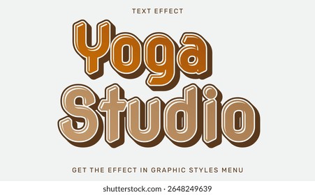 Efecto de texto de estudio de yoga en diseño 3d