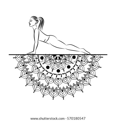 Download Yoga Style Mandala Woman Line Silhouette Stock Vector ...