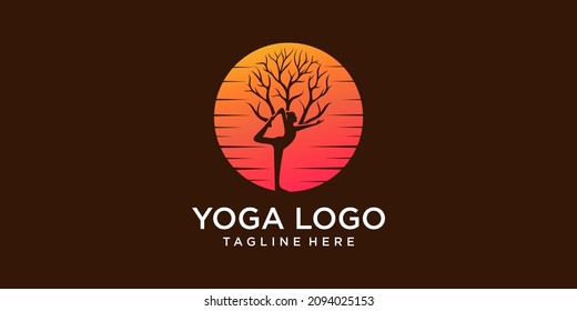 Yoga Sun Icon Logo Design Element