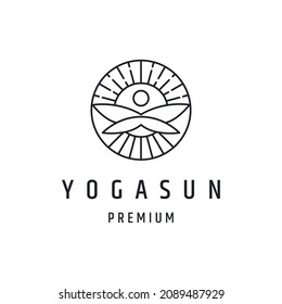 Yoga Sun logo linear style icon on white backround