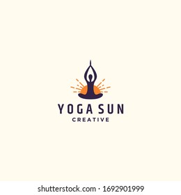 Yoga Sun logo template design in Vector illustration 