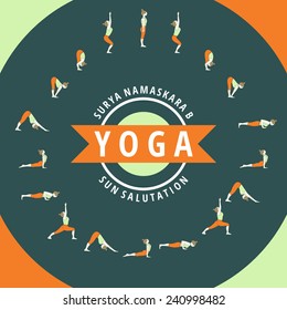 Yoga Surya Namaskara B Sun Salutation Stock Vector (Royalty Free ...