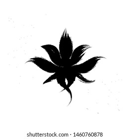 Yoga symbol lotus on white with brushwork style
