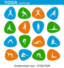 Yoga symbols set isolated on a white background.