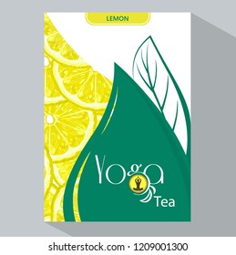 Yoga Tea Branding and Packaging with lemon. Tea Branding Element for design invitations, gift cards, flyers, packaging  and brochures.