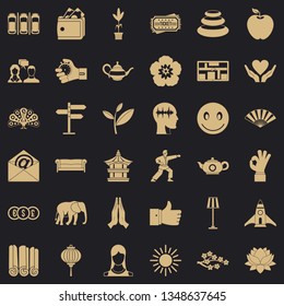 Yoga teacher icons set. Simple style of 36 yoga teacher vector icons for web for any design