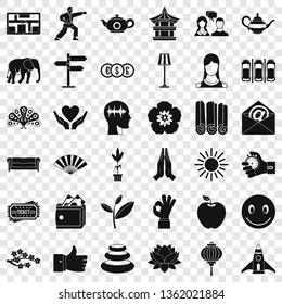 Yoga teacher icons set. Simple style of 36 yoga teacher vector icons for web for any design