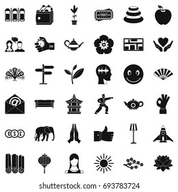 Yoga teacher icons set. Simple style of 36 yoga teacher vector icons for web isolated on white background