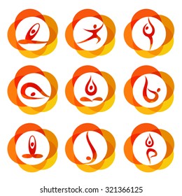 Yoga - templates collection. Signs of yoga asana.