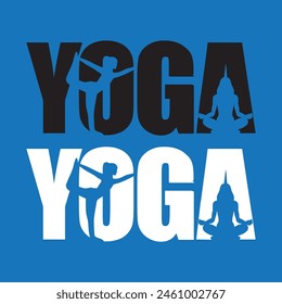 Yoga-Textdesign in zweifarbiger Vektorgrafik