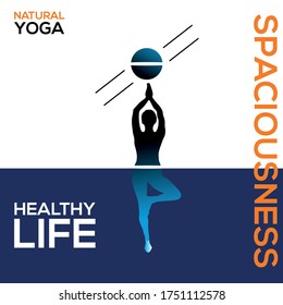 Yoga that feels natural and refreshing. People doing yoga for healthy life. Silhouette of people in the water. Poster work.