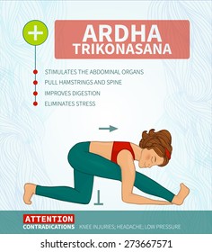 Yoga Therapy Yoga Infographics Ardha Trikonasana Stock Vector (royalty 