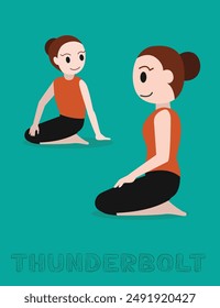 Yoga Thunderbolt Vajrasana Cartoon Vector Illustration