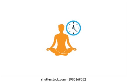 Yoga Time Icon Logo in minimal flat design vector illustration template 
