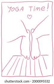 afiche del tiempo del yoga! dibujo de vector de contorno
