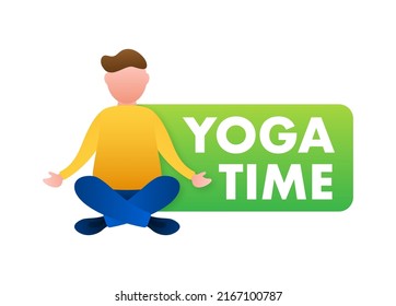 Tiempo de yoga. Ilustración de material vectorial. Atención de salud