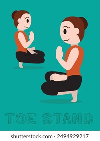 Yoga Toe Stand Padangushthasana Cartoon Vector Illustration