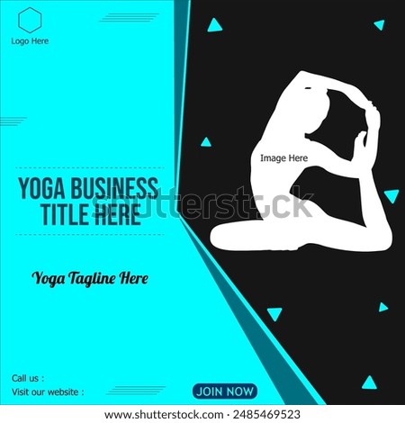 Yoga training class promotion in social media graphics background.