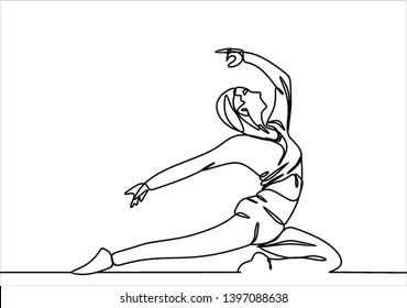 Yoga training continuous line drawing
