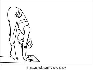 Yoga training continuous line illustration