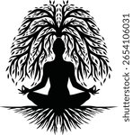 Yoga Tree Calm Vector Art