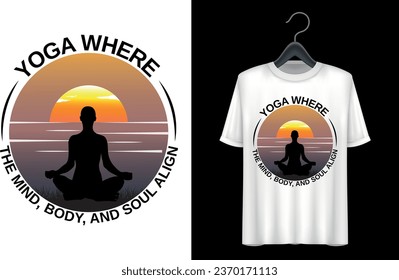 Yoga t-shirt design vector, Typography yoga t-shirt design