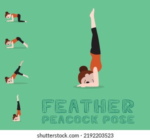 Yoga Tutorial Feather Peacock Pose Cartoon Vector Illustration
