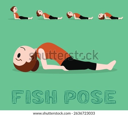 Yoga Tutorial Fish Pose Cartoon Vector Illustration