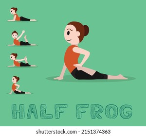 Yoga Tutorial Half Frog Pose Cute Cartoon Vector Illustration